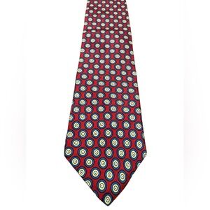 Cromley & Finch London Tie Red Circle Pattern 100% Silk Men’s Necktie
